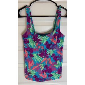 Lands’ End Tropical Print Tankini Swim Top Size 6 Padded Underwire Lined
